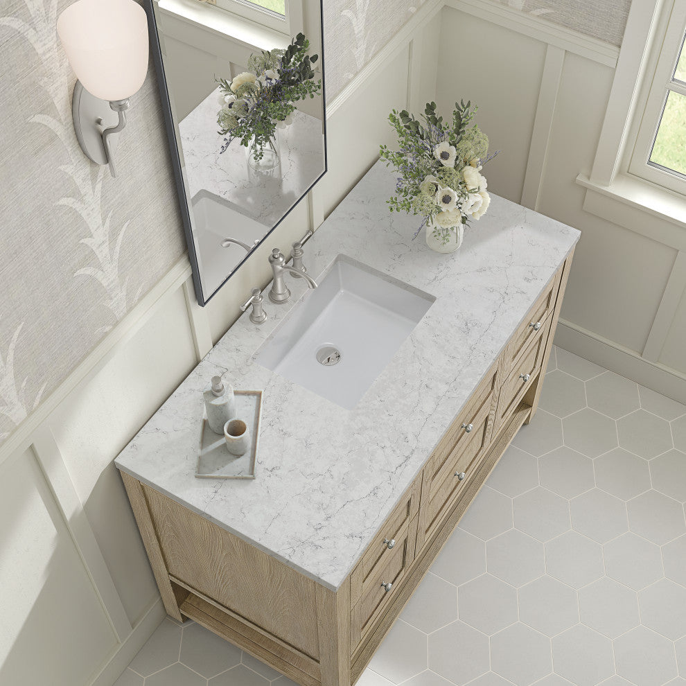 Breckenridge 48" Single Vanity, Oak, 3 CM Eternal Jasmine Pearl Top