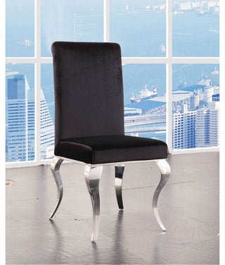Set of 2 Upholstered Side Chair, Black/Chrome Finish