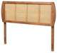 Bowery Hill Mid-Century Rattan Queen Size Headboard in Walnut