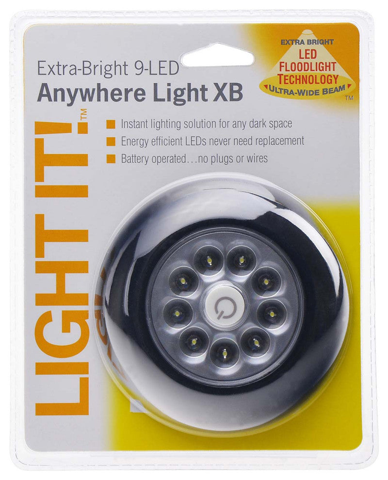 Fulcrum 30015-303 Light-It 9-LED Anywhere Tap Wireless Light, Black, 100000 hr