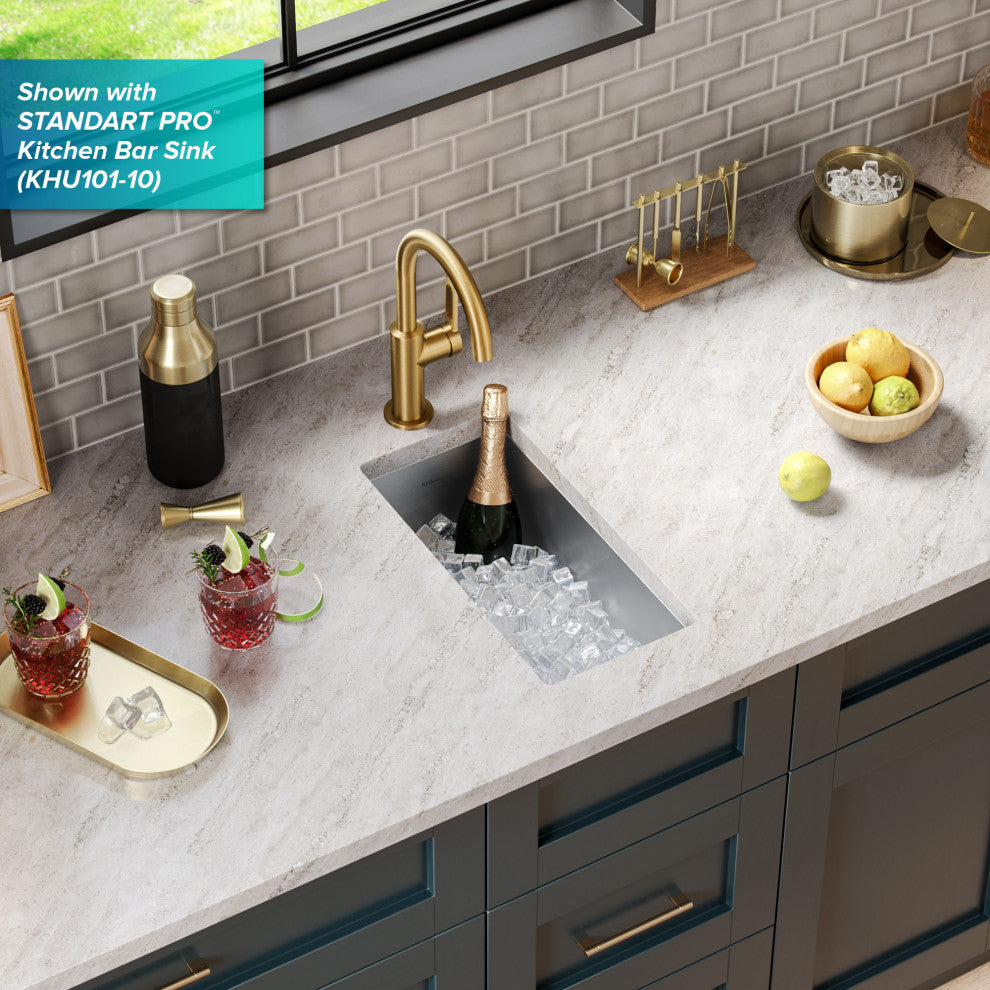Oletto 1-Hole Kitchen Bar Faucet Brushed Brass, Model KPF-2822BB