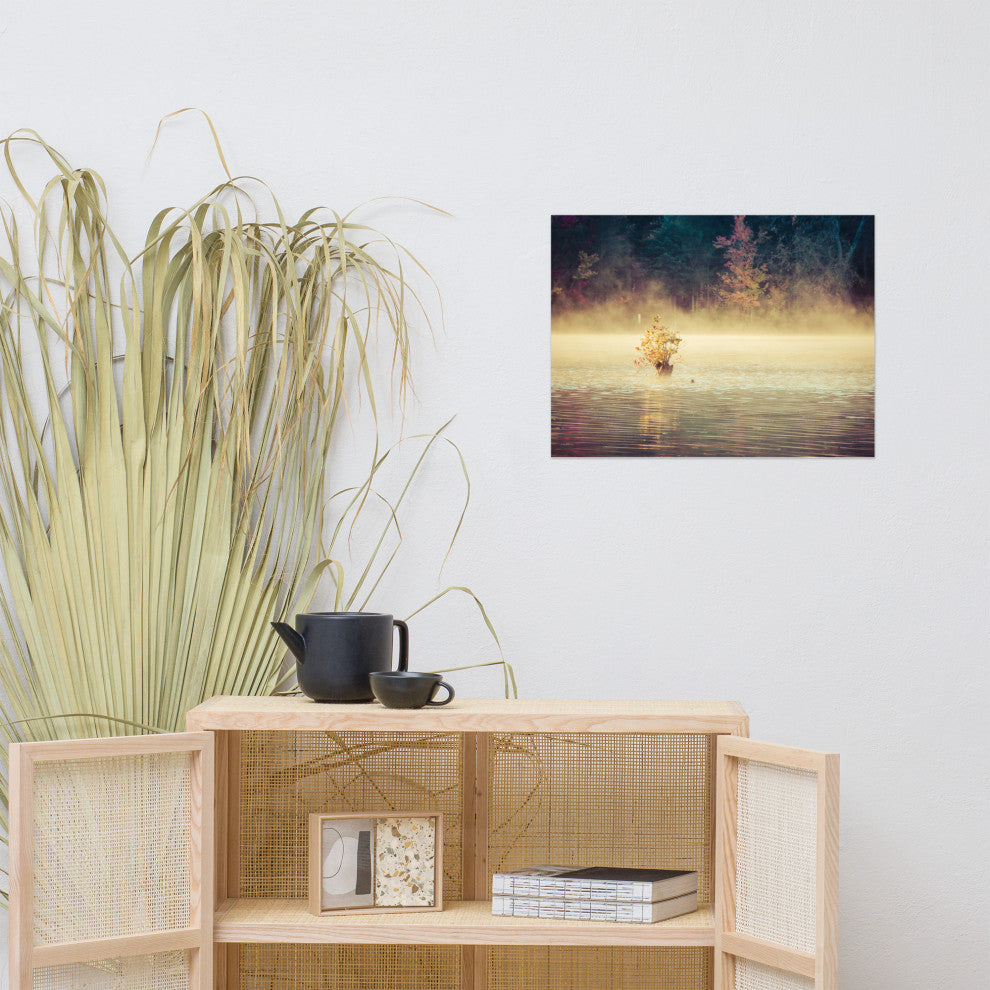 Golden Mist on Waples Pond Landscape Photo Unframed Wall Art Print, 18" X 24"