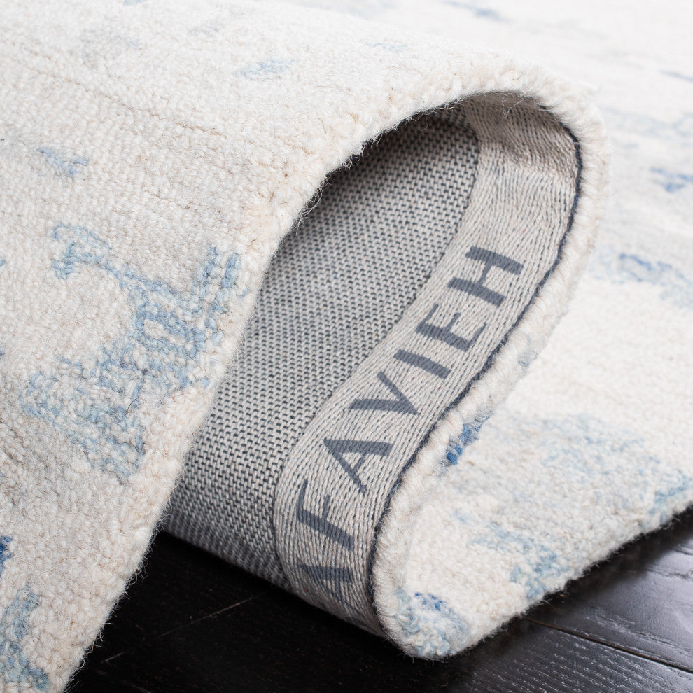 Safavieh Couture Abstract Collection, ABT465 Rug, Ivory/Blue, 8'x10'