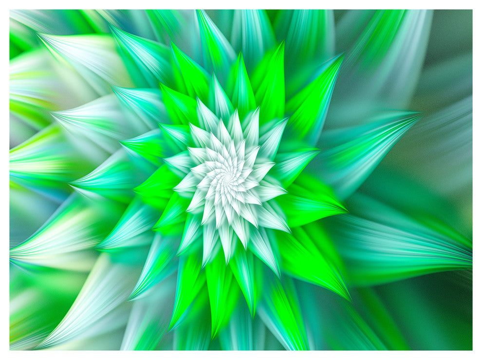 Large Green Alien Fractal Flower, Floral Canvas Art Print, 40"x30"