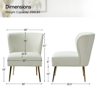 Beatrice Accent Chair With Nailhead Trim, Ivory
