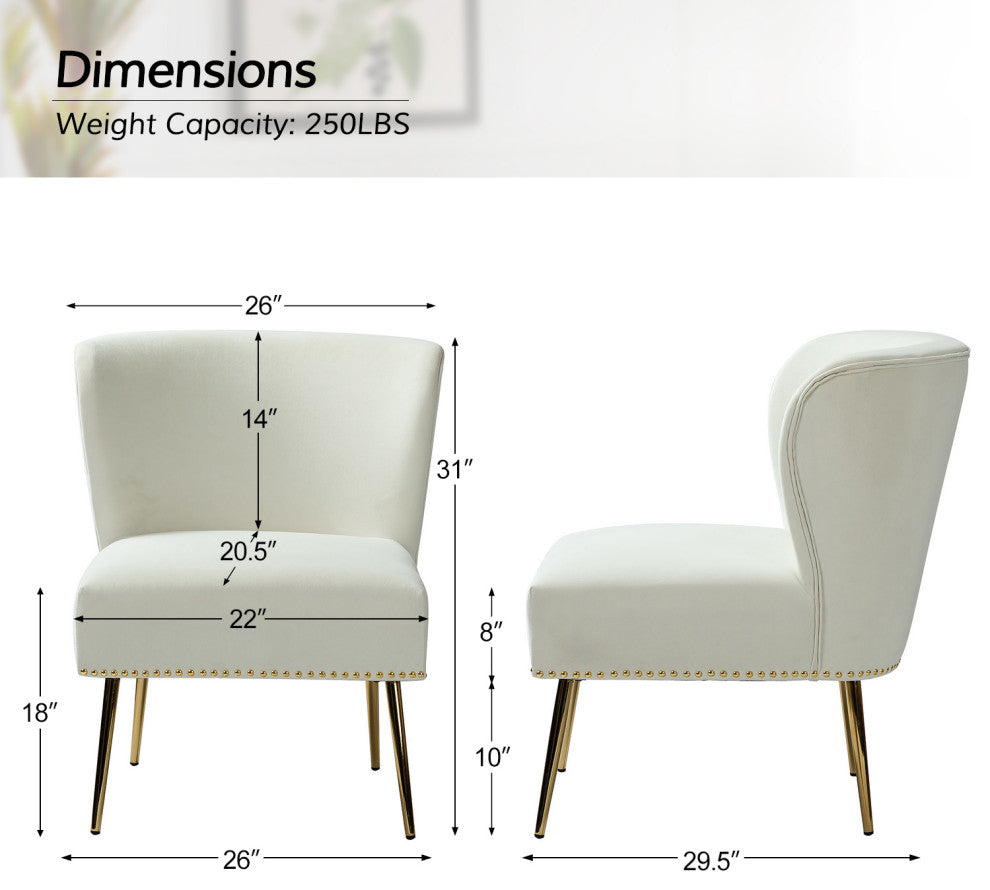 Beatrice Accent Chair With Nailhead Trim, Ivory