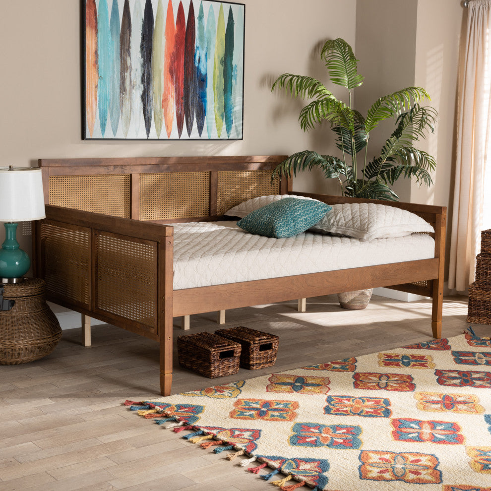 Wolverton Modern Farmhouse Walnut Effect Full Size Daybed
