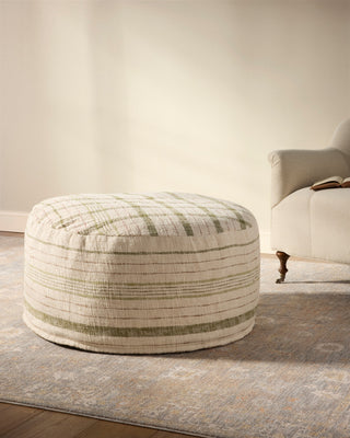 Chris Loves Julia x Loloi Wallace Cream 36"W x 36"D x 17"H Round Pouf