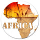 Africa Map Wooden Illustration, Round Metal Wall Art, 11"