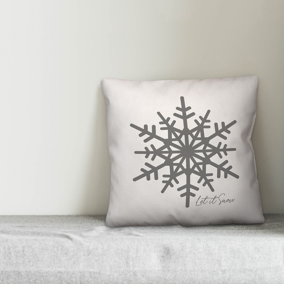 Let It Snow Snowflake 18"x18" Throw Pillow Cover