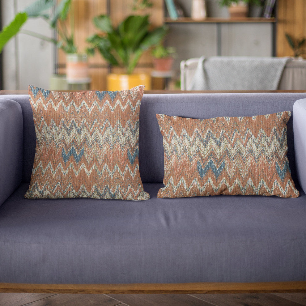 Plutus Multi-Color Wave Chevron Luxury Throw Pillow, 24"x24"