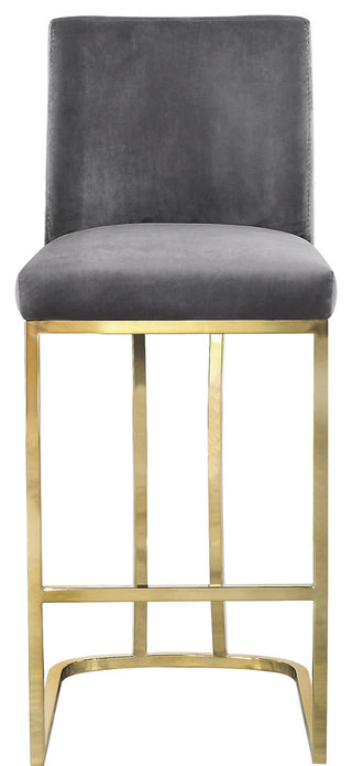 Heidi Upholstered Counter Stool, Gray, Gold, Velvet
