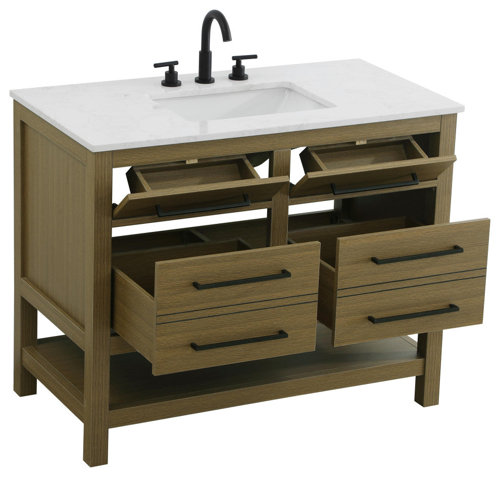 Home Living 42" Single Bathroom Vanity, Chestnut Brown