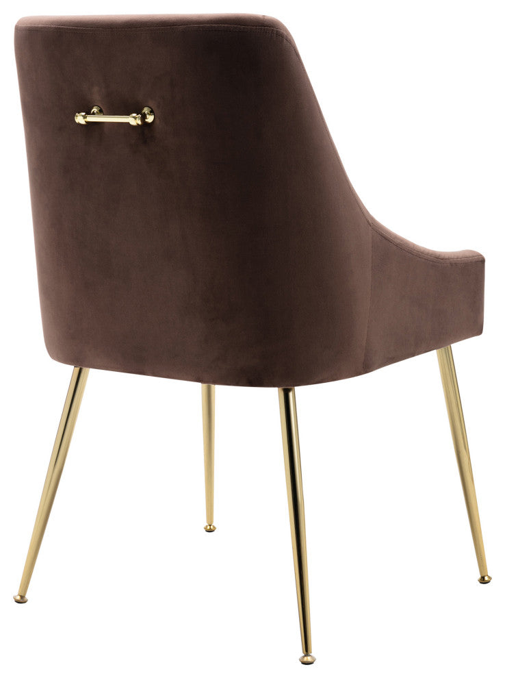 WestinTrends Upholstered Velvet Glam Accent Chair w/ Gold Metal Legs, Coffee