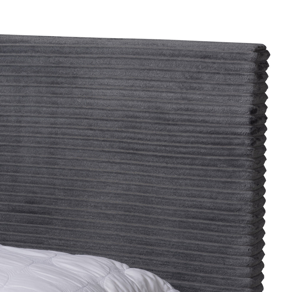 Liberty Velvet Queen Size Panel Bed, Gray