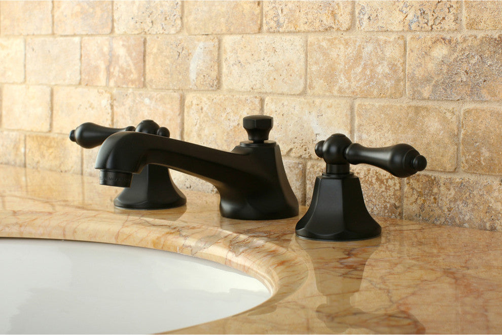 Kingston Brass Widespread Bathroom Faucet With Brass Pop-Up, Oil Rubbed Bronze