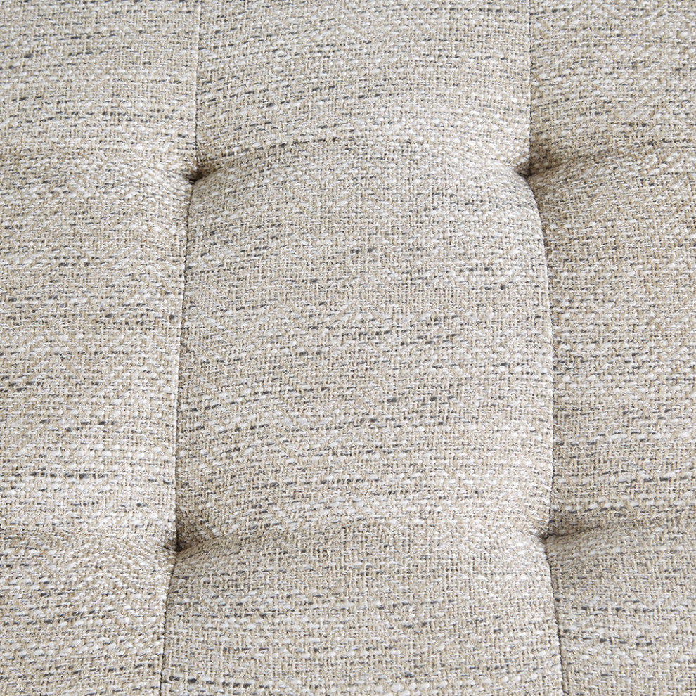 Martha Stewart Highland Terra Tufted Upholstered Accent Bench With Shelf, Ivory