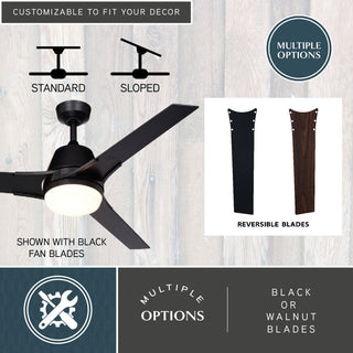 Crescent 52" Ceiling Fan Black