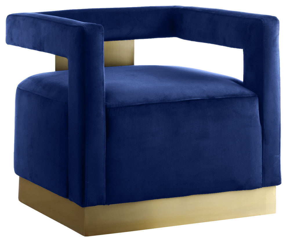 Armani Velvet Upholstered Accent Chair, Navy