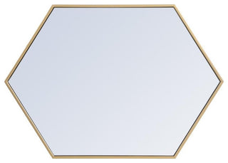 Elegant Decor Eternity 34" x 24" Hexagonal Metal Frame Mirror in Brass