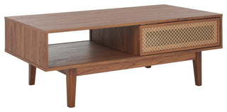 Safavieh Ceu 2 Door Coffee Table, Walnut/Gold