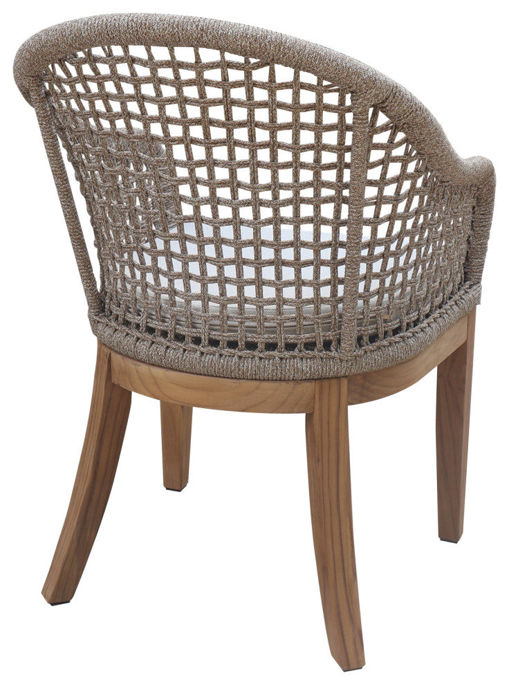 Set of Two Outdoor Teak Patio Dining Chair with Cushions