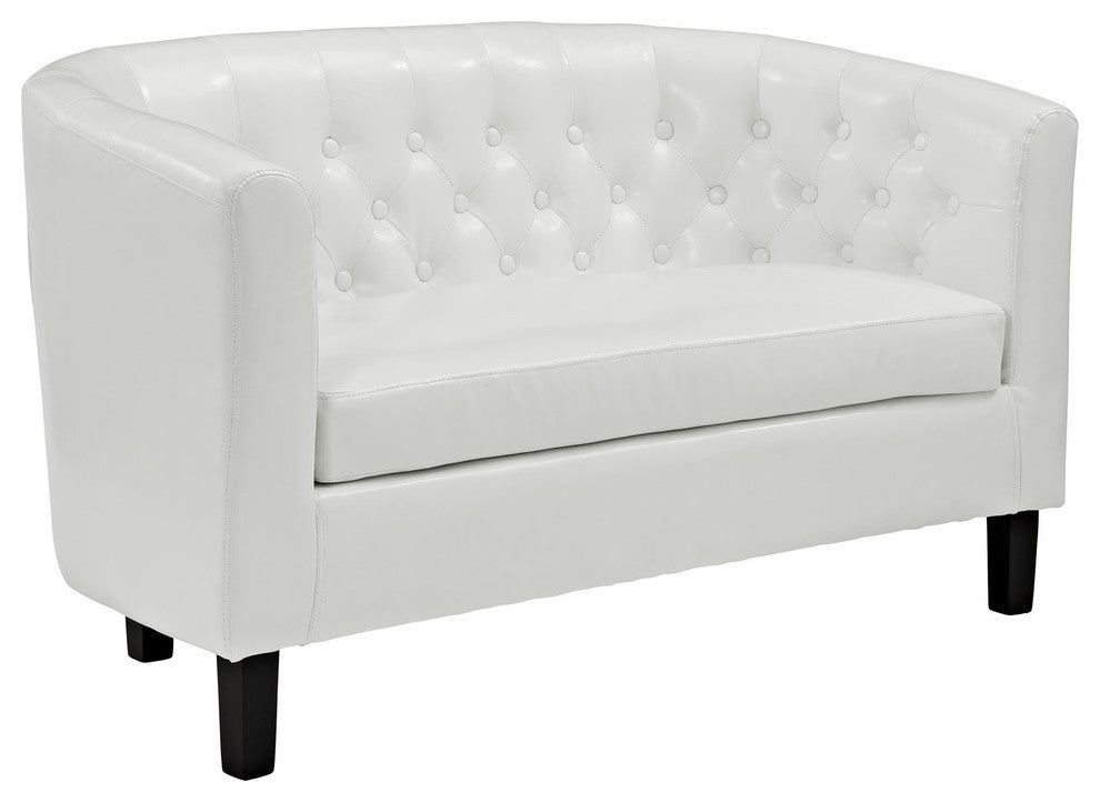 Modern Contemporary Living Room 2 Seater Loveseat Sofa White