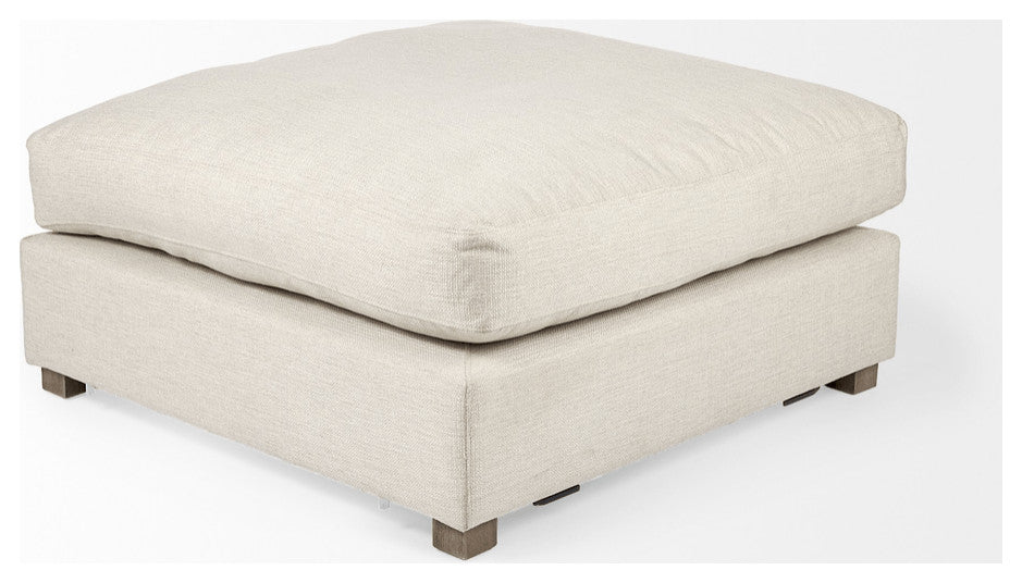 39" Beige Polyester And Brown Cocktail Ottoman