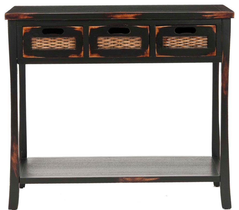 Safavieh Autumn 3-Drawer Console Table, Distressed Black