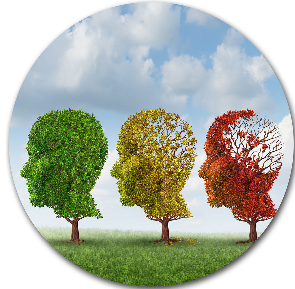 Brain Aging, Digital Round Wall Art, 23"