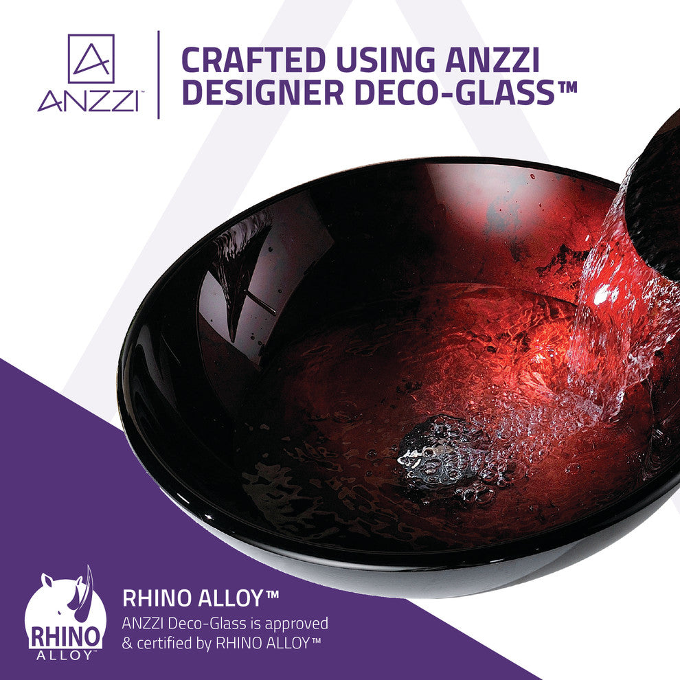 ANZZI Tone Series Deco-Glass Vessel Sink with Waterfall Faucet