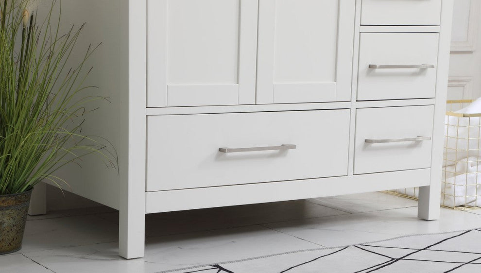 Iris 36" Single Bathroom Vanity, White With Backsplash