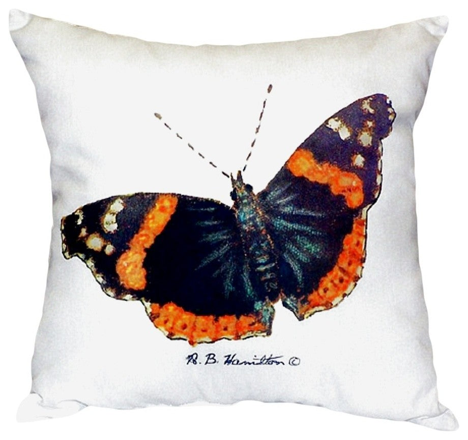 Red Admiral ButterFly No Cord Pillow - Set of Two 18x18