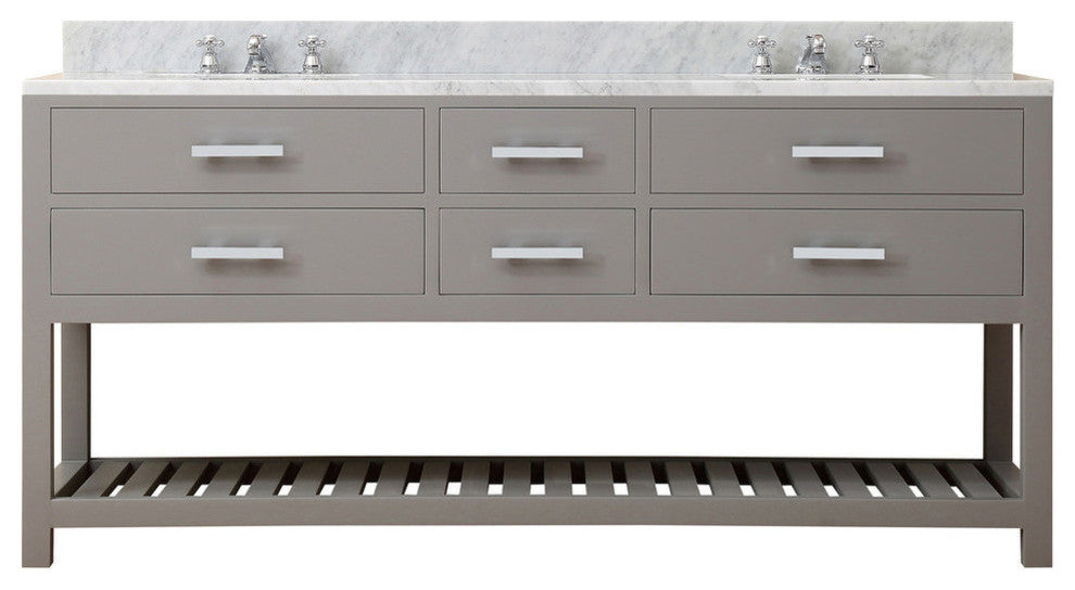 Madalyn Bathroom Vanity, Cashmere Gray, 72" Wide, No Mirror, No Faucet