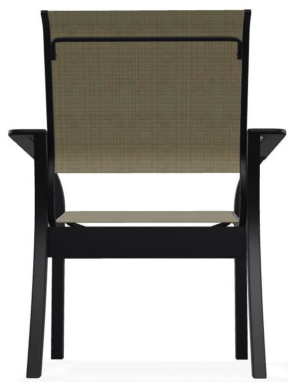 Leeward Sling Stackable Outdoor Dining Chair, Elevation Stone/Black