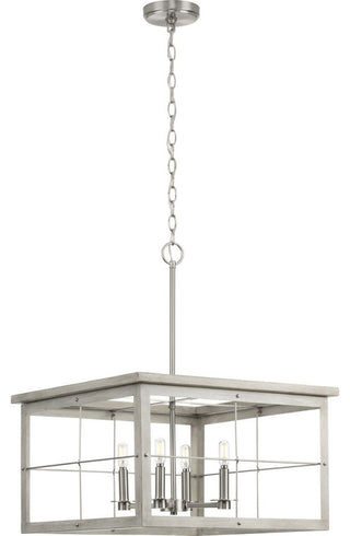 Hedgerow 4-Light Grey Washed Oak Farmhouse Chandelier Light