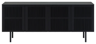 Pasadena Apache 6-Piece Oval Dining Set, With Buffet Walnut and Black Oak Finish