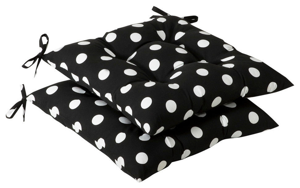 Polka Dot Wrought Iron Seat Cushion, Set of 2, Black