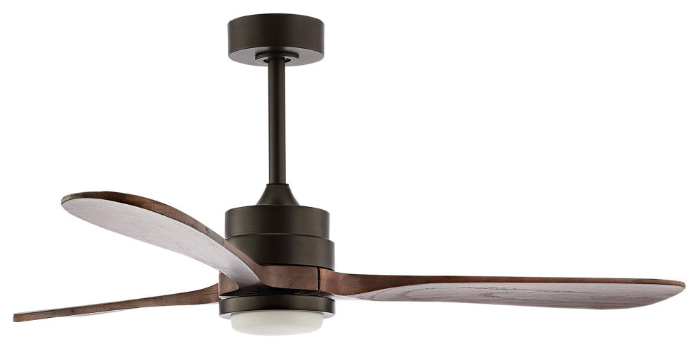 52" 3-Blade LED Ceiling Fan With Remote Control and Light Kit, Natural Bronze