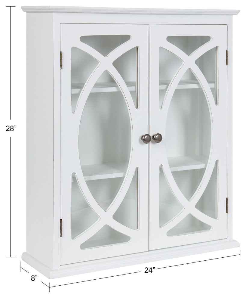 Quinlan Decorative Wood Wall Cabinet, White 24x8x28