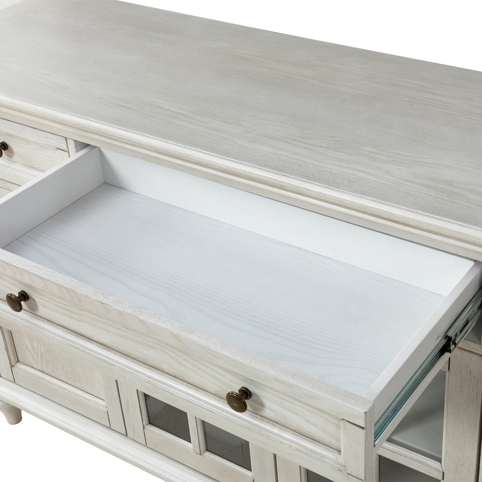 Traditional Sideboard With 3 Drawers, White