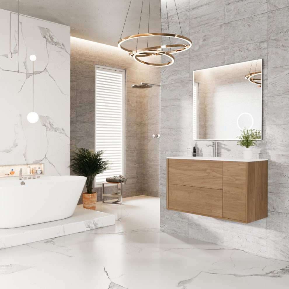 Eviva Prancer 36" Oak Wall Mount Bathroom Vanity