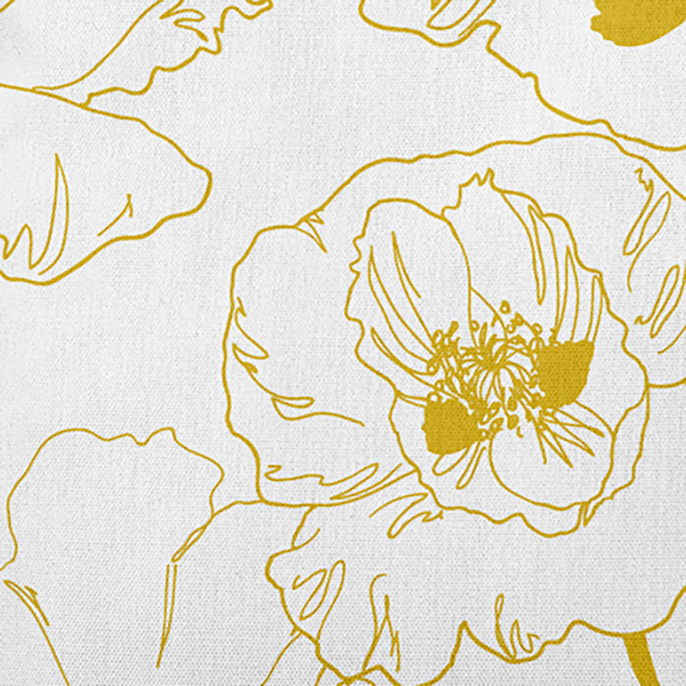 Popping Poppies Decorative Throw Pillow, Mustard, 20"x20"