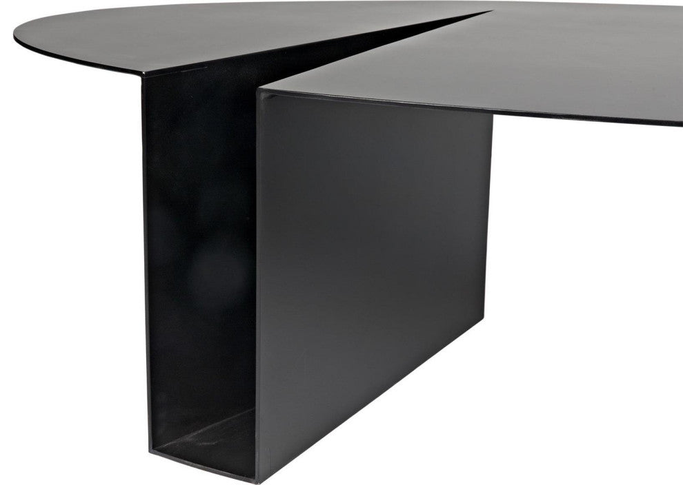 Matte Black Steel Coffee Table, Traditional