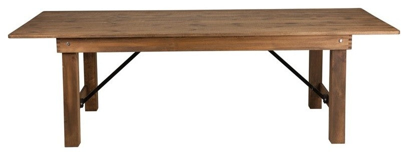 8' x 40" Rectangular Antique Rustic Solid Pine Folding Farm Table
