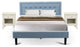 3Pc Fannin Queen Bedroom Set, 1 Bed, 2 Night Stands For Bedrooms, Denim Blue