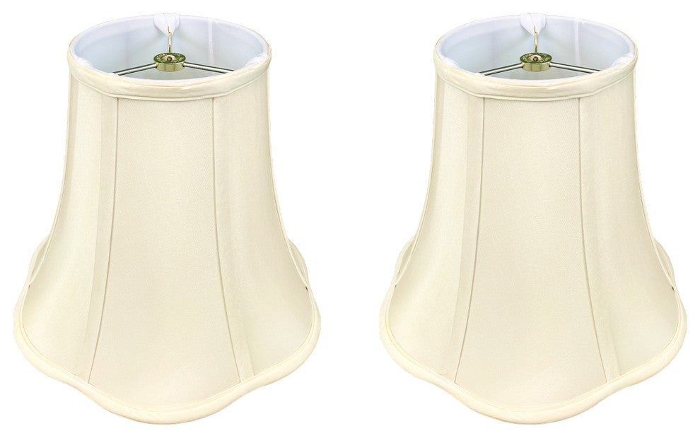 Royal Designs Bottom Scalloped Bell Lamp Shade, Eggshell, 7x14x11.5, Set of 2