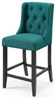 Counter Stool Chair, Set of 2, Fabric, Wood, Teal Blue, Modern, Bar Pub Bistro