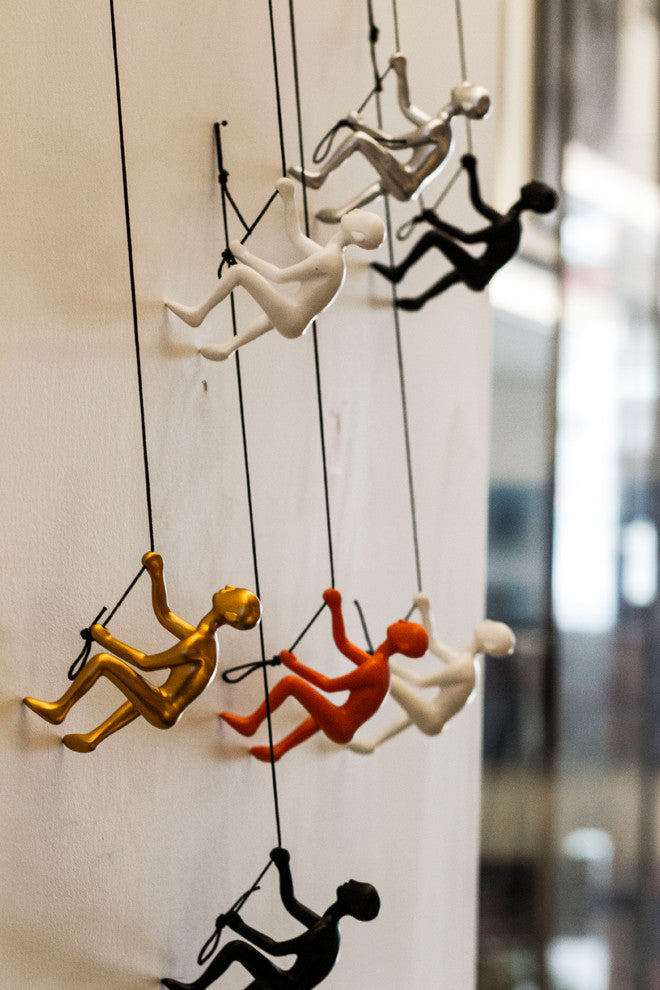 Climbing Man Wall Art, White