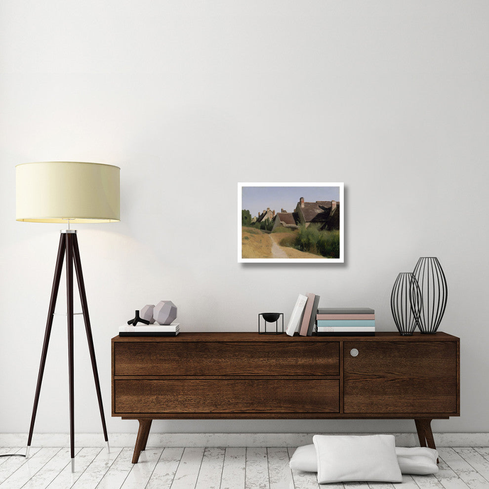 "Houses near Orleans" Paper Print by Jean-Baptiste-Camille Corot, 26"x20"